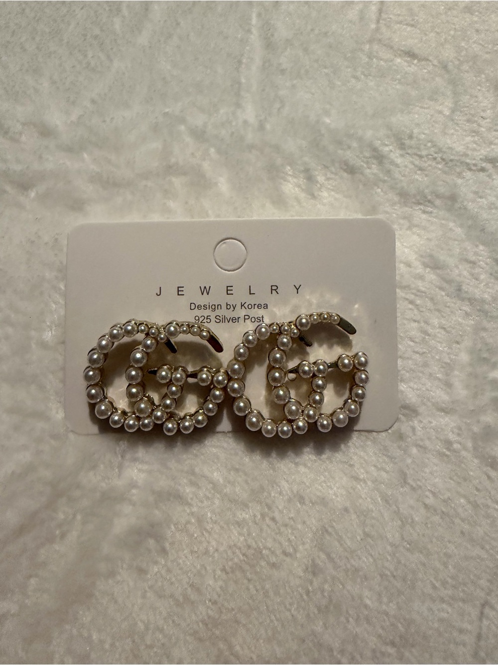 Pearl-Embellished Double G Earrings - White
